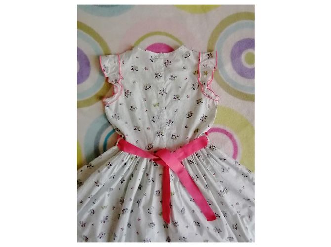 Robe Petit Bateau Blanche en Coton Imprimé Fleurs et Papillons 10ans - vue 7