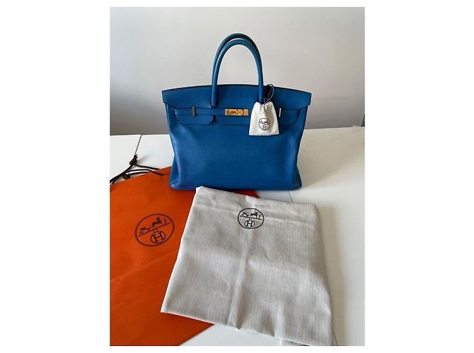 Borsa a mano Hermès Birkin 40 Blu Pelle - vista 2