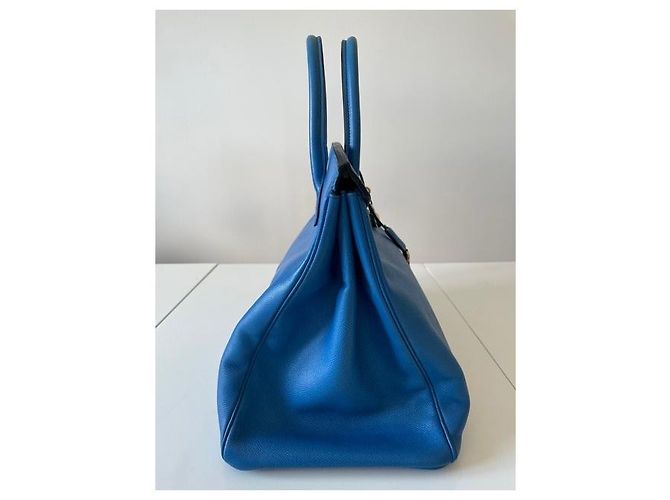 Borsa a mano Hermès Birkin 40 Blu Pelle - vista 4