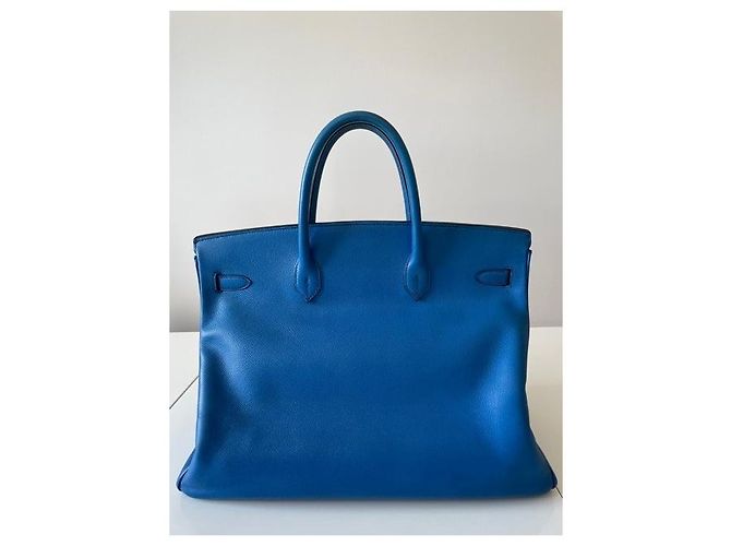 Borsa a mano Hermès Birkin 40 Blu Pelle - vista 5