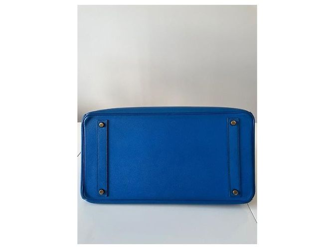 Borsa a mano Hermès Birkin 40 Blu Pelle - vista 7