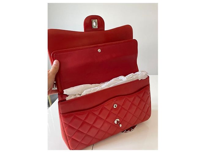 Borsa Chanel Timeless Maxi Jumbo pelle di agnello rossa Rosso - vista 10