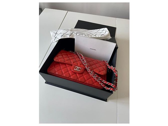 Borsa Chanel Timeless Maxi Jumbo pelle di agnello rossa Rosso - vista 12