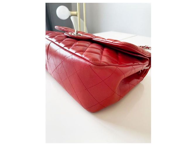 Borsa Chanel Timeless Maxi Jumbo pelle di agnello rossa Rosso - vista 13