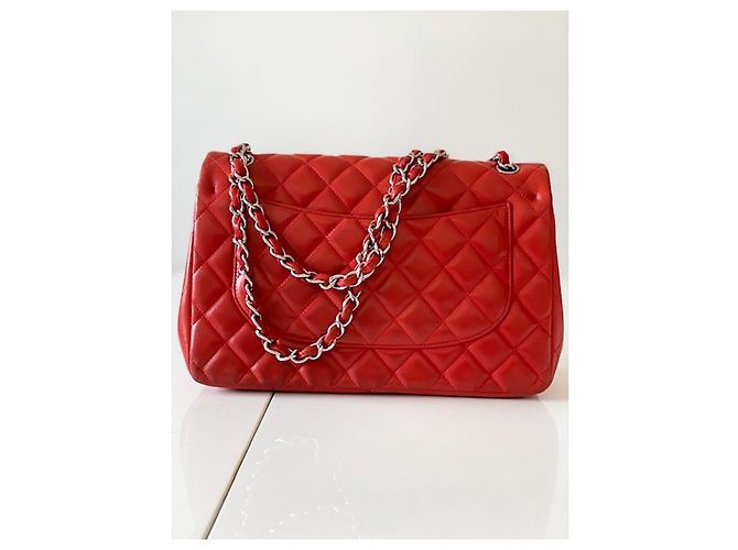 Borsa Chanel Timeless Maxi Jumbo pelle di agnello rossa Rosso - vista 2