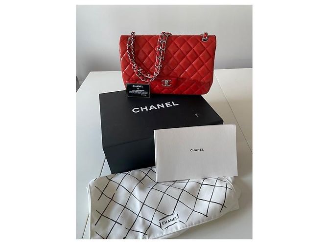 Borsa Chanel Timeless Maxi Jumbo pelle di agnello rossa Rosso - vista 3