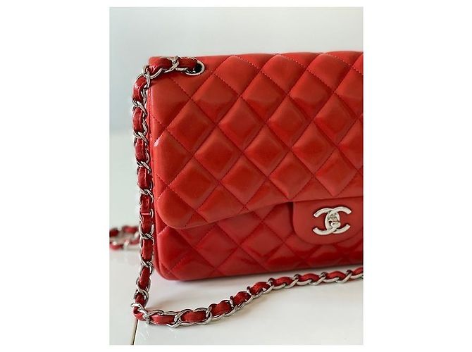 Borsa Chanel Timeless Maxi Jumbo pelle di agnello rossa Rosso - vista 4