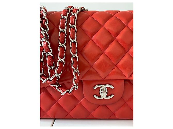 Borsa Chanel Timeless Maxi Jumbo pelle di agnello rossa Rosso - vista 7