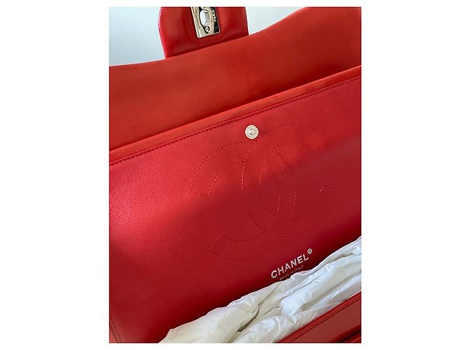 Borsa Chanel Timeless Maxi Jumbo pelle di agnello rossa Rosso - vista 8