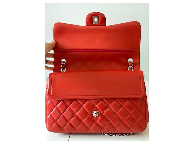 Borsa Chanel Timeless Maxi Jumbo pelle di agnello rossa Rosso - vista 9