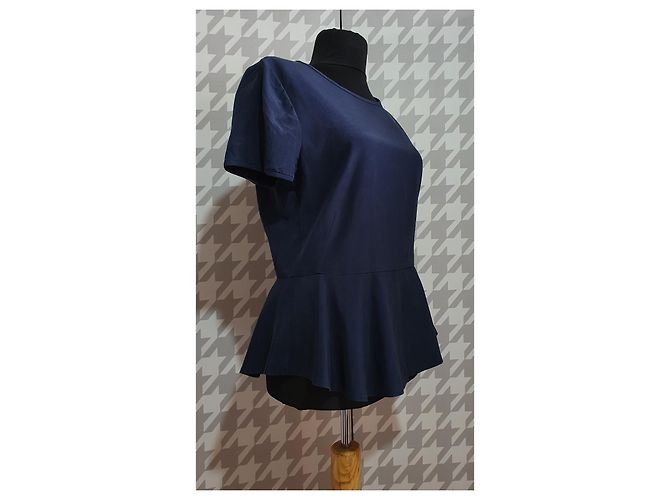 Blusa DKNY in seta blu navy - vista 2