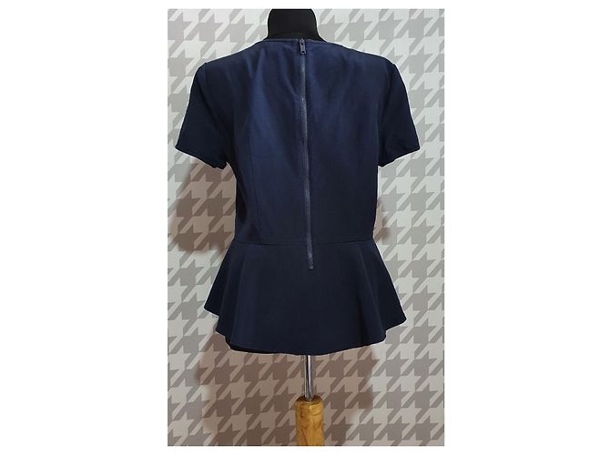 Blusa DKNY in seta blu navy - vista 3