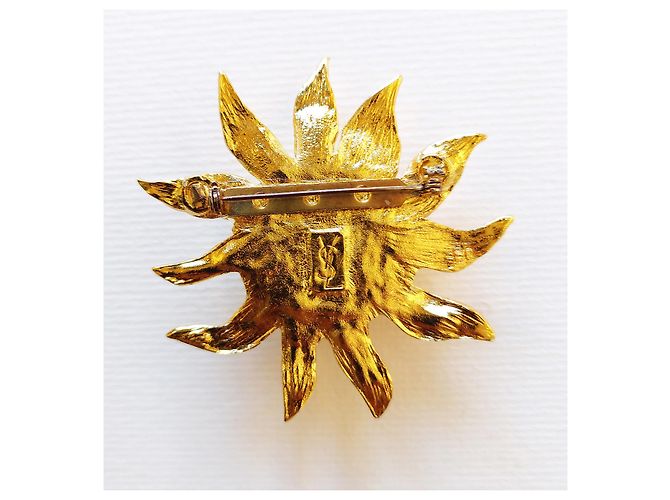 Spilla girasole Yves Saint Laurent dorata D'oro - vista 2