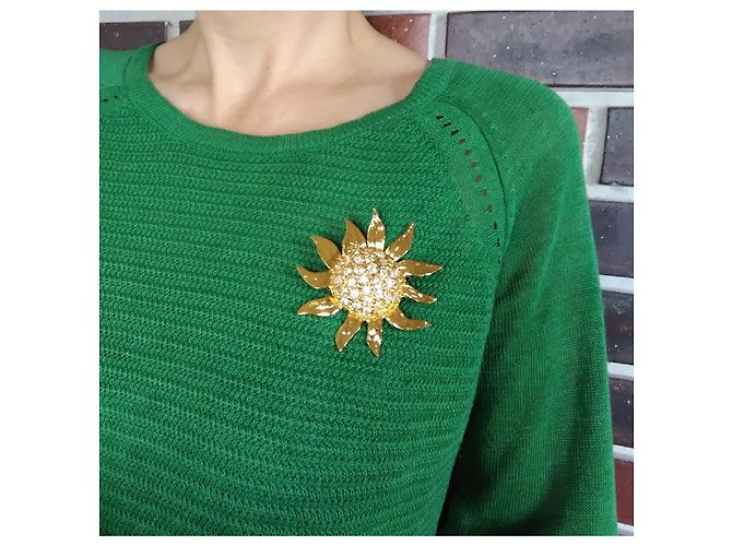 Spilla girasole Yves Saint Laurent dorata D'oro - vista 3