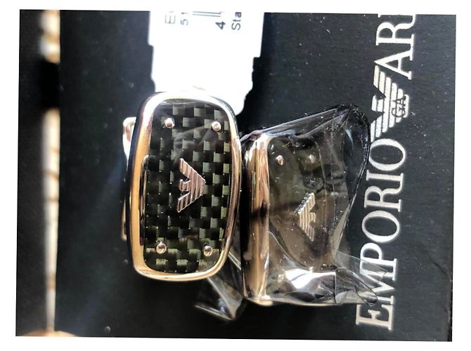 Gemelli Emporio Armani Nero Grigio Silver hardware - vista 5