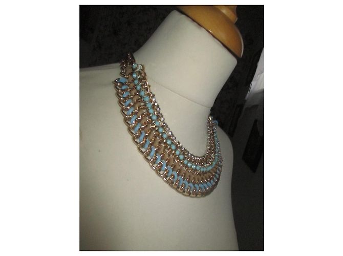 Autre Marque Collana bavaglino con strass e turchese in camoscio Multicolore - vista 3
