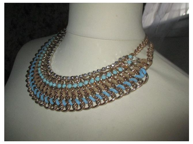 Autre Marque Collana bavaglino con strass e turchese in camoscio Multicolore - vista 4
