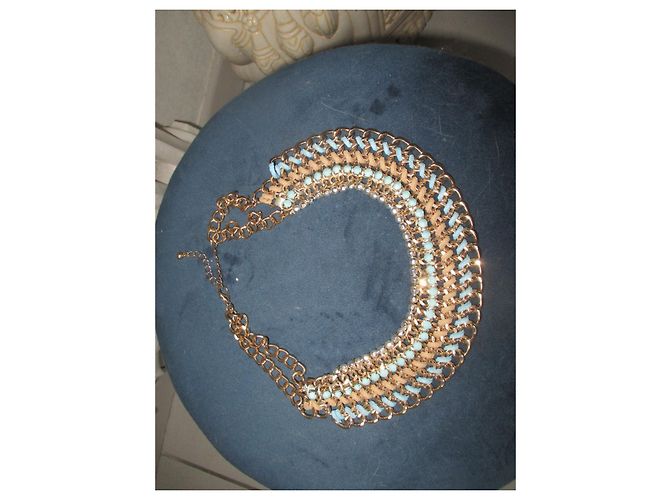 Autre Marque Collana bavaglino con strass e turchese in camoscio Multicolore - vista 7