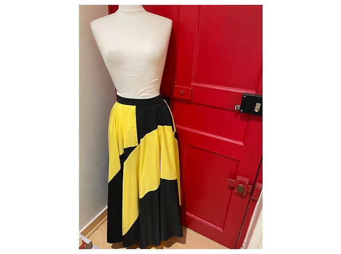 Falda Kenzo Mémento 4 Negra Amarilla Algodón Viscosa 34 Negro Amarillo - vista 2