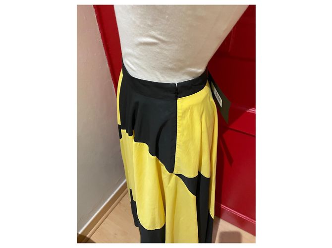 Falda Kenzo Mémento 4 Negra Amarilla Algodón Viscosa 34 Negro Amarillo - vista 3