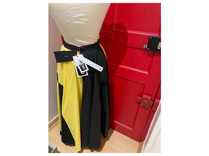 Falda Kenzo Mémento 4 Negra Amarilla Algodón Viscosa 34 Negro Amarillo - vista 5