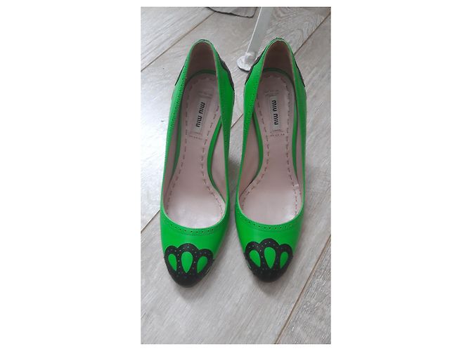 Miu Miu Lederpumps Schwarz Grün mit 10cm Absatz - Ansicht 3