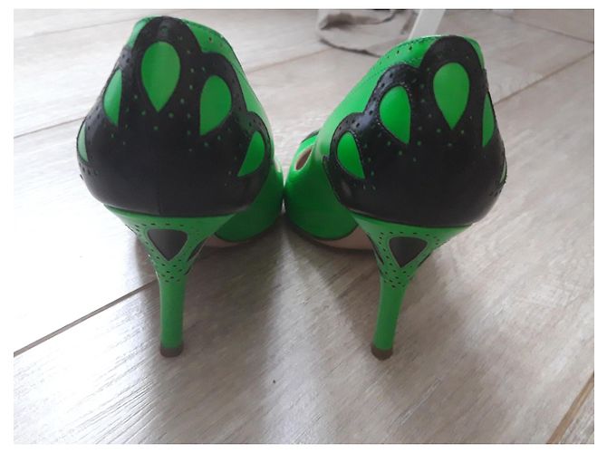 Miu Miu Lederpumps Schwarz Grün mit 10cm Absatz - Ansicht 5