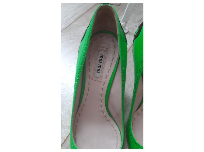 Miu Miu Lederpumps Schwarz Grün mit 10cm Absatz - Ansicht 7