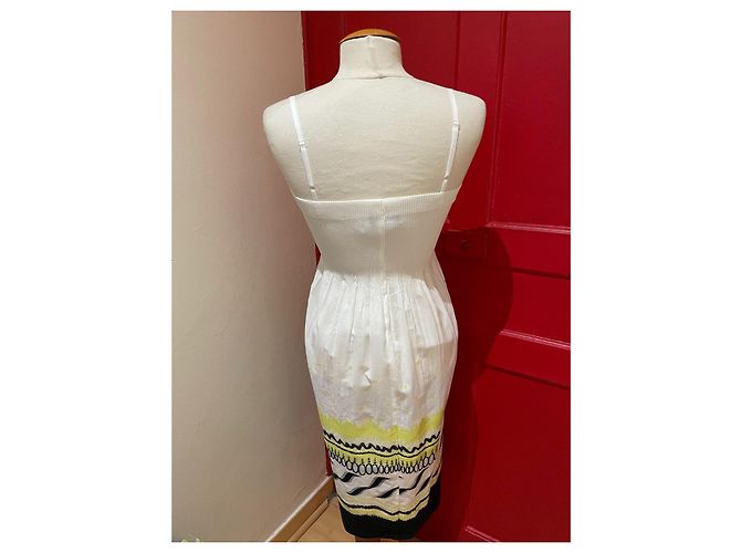 Vestido Agnès b. de algodón blanco con bordados negro y amarillo - vista 2