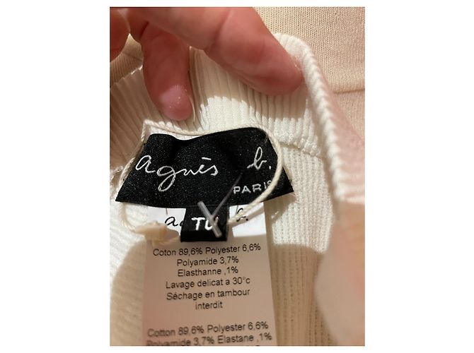 Vestido Agnès b. de algodón blanco con bordados negro y amarillo - vista 3