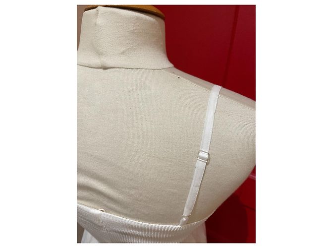 Vestido Agnès b. de algodón blanco con bordados negro y amarillo - vista 7