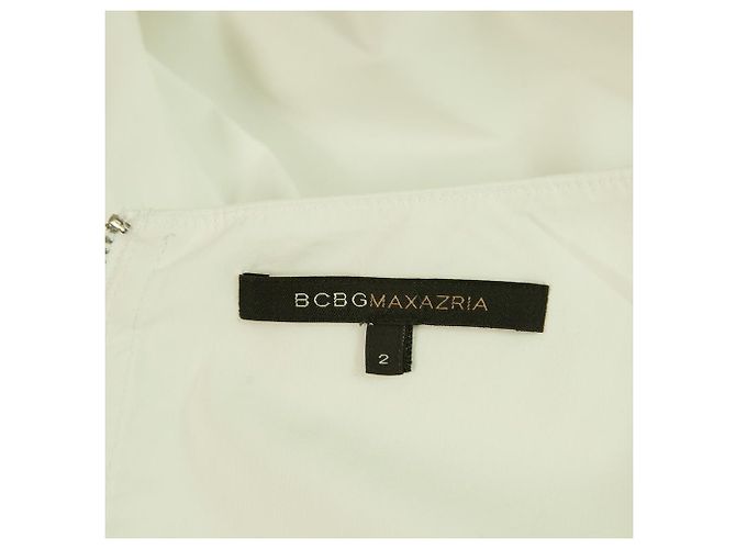 BCBG Max Azria Weiße Puffärmel Spitzendetails Mini-Länge Kleidergröße 2 - Ansicht 3