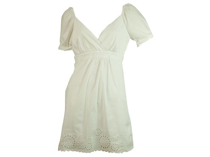 BCBG Max Azria Weiße Puffärmel Spitzendetails Mini-Länge Kleidergröße 2 - Ansicht 6