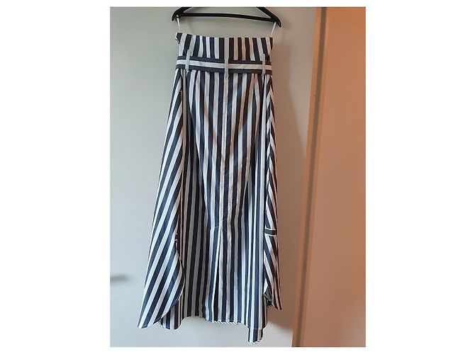 Falda larga Weekend Max Mara de algodón a rayas azul marino - vista 3