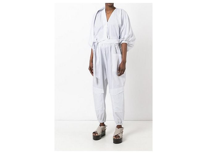 Hussein Chalayan Pantalones de algodón a rayas Chalayan con globos Blanco - vista 2