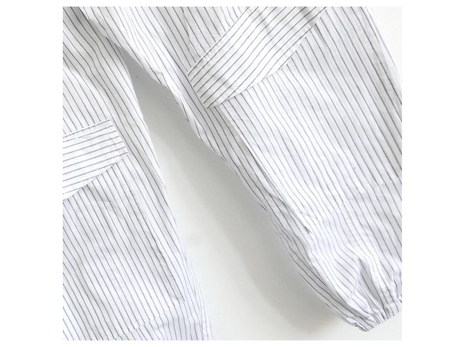 Hussein Chalayan Pantalones de algodón a rayas Chalayan con globos Blanco - vista 3