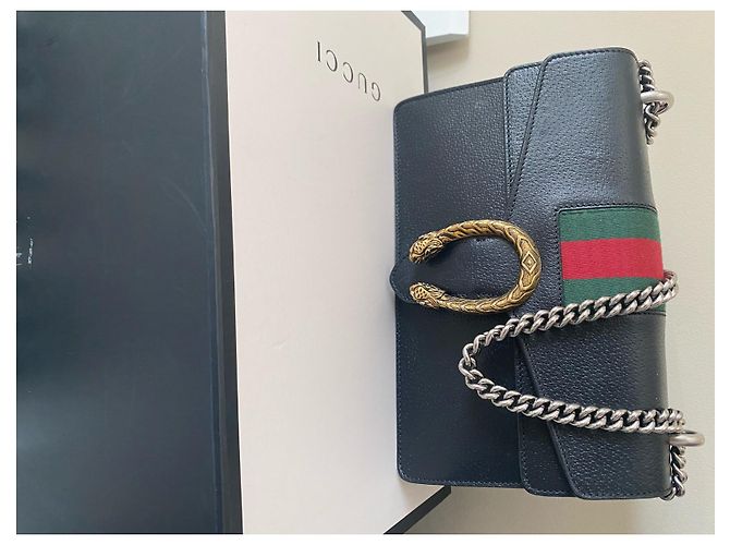 Dionysus Gucci dyonisus pelle e dettaglio web Nero D'oro - vista 3