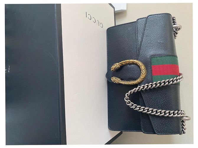 Dionysus Gucci dyonisus pelle e dettaglio web Nero D'oro - vista 5