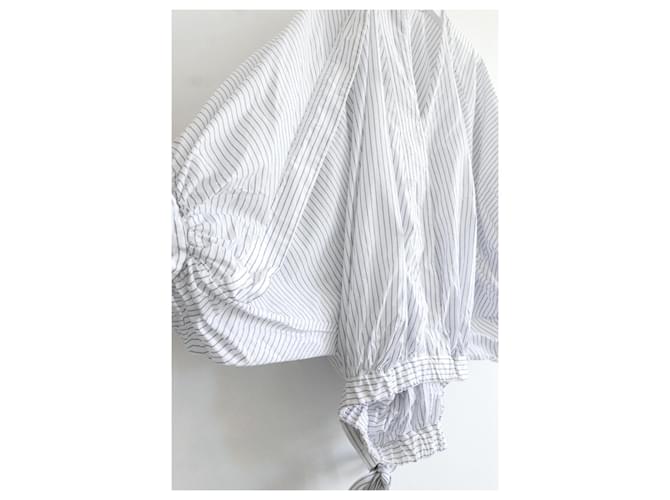 Hussein Chalayan Blusa Chalayan de Rayas Globos de Algodón Blanco - vista 4