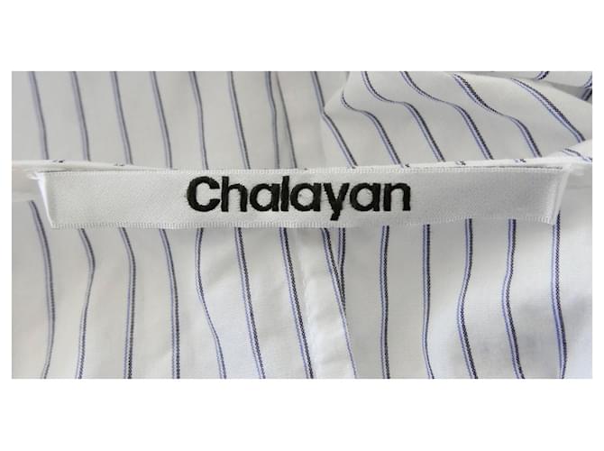 Hussein Chalayan Blusa Chalayan de Rayas Globos de Algodón Blanco - vista 5