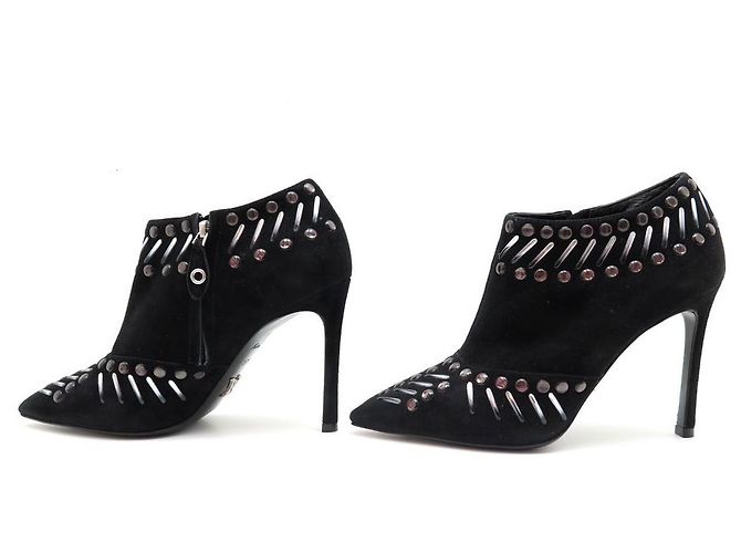 SCARPE BASSE LOUIS VUITTON SPIKES 37.5 Stivaletti in camoscio nero - vista 2