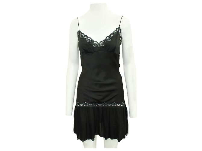 Magali Pascal Mini Open Back Dress with Spaghetti Straps Black - view 2