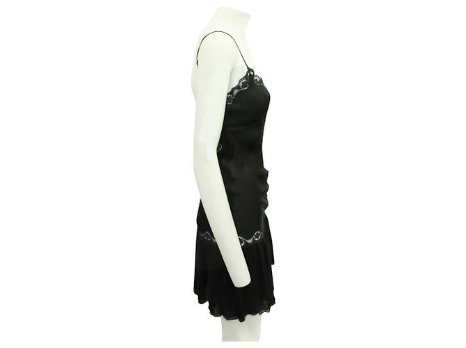 Magali Pascal Mini Open Back Dress with Spaghetti Straps Black - view 4
