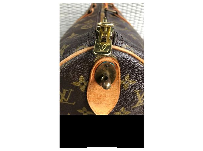 Borsa da viaggio Louis Vuitton Mod 45 in pelle marrone - vista 3