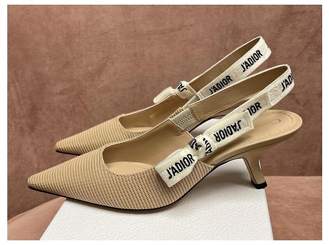 Sandálias Slingback Christian Dior Bege Tamanho 38 - vista 3