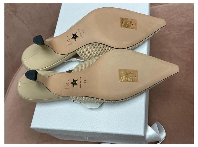 Sandálias Slingback Christian Dior Bege Tamanho 38 - vista 5