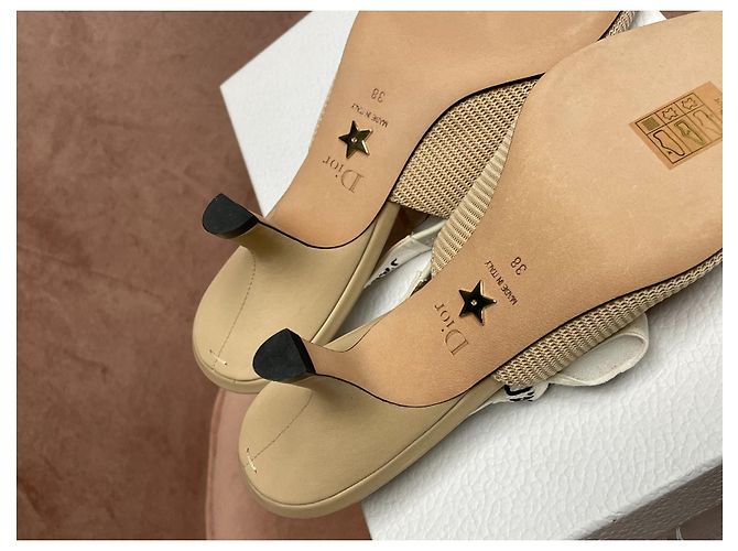 Sandálias Slingback Christian Dior Bege Tamanho 38 - vista 6