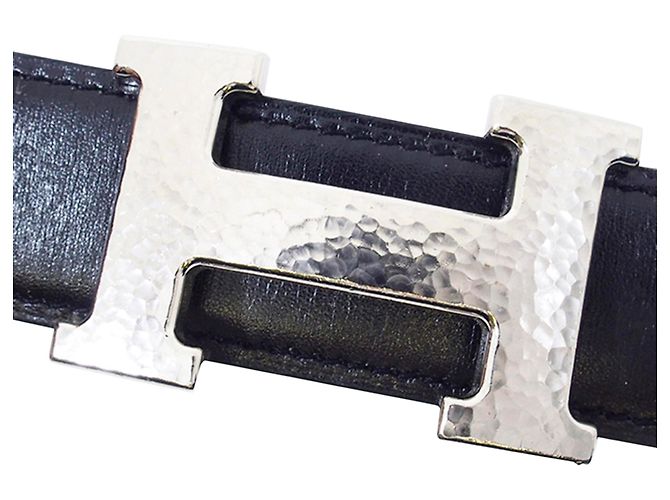 Hermès Cinturón de cuero Hermes Black Reversible Martelee Constance Castaño Negro Marrón oscuro - vista 3