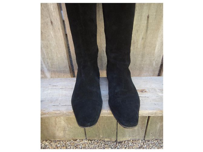 Botas Gucci de ante negras 38 IT Negro - vista 4