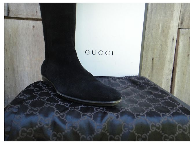 Botas Gucci de ante negras 38 IT Negro - vista 8